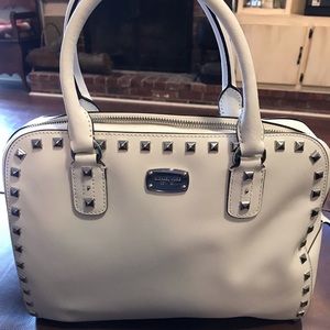 Michael Kors Saffiano White Stud Large Satchel